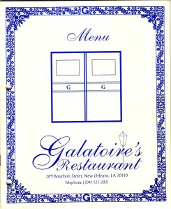 Galatoire's Menu