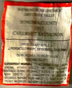 Raymond Burr Vineyards back label