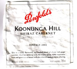 Penfolds Koonunga Hill Shiraz Cabernet 2001