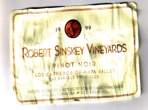 Robert Sinskey Vineyards Pinot Noir Carneros 1999