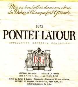 B&G Pontet-Latour Bordeaux 1972