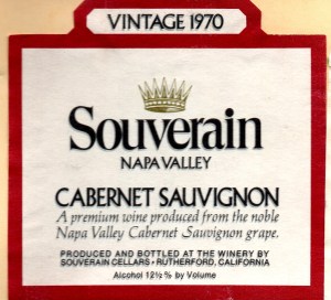 Souverain Cabernet Sauvignon Napa 1970