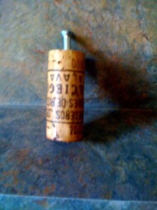 Cork with wooden screw inserted