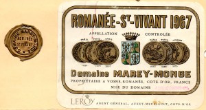 Romanee St Vivant Domaine Marey Monge 1967