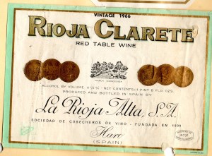 Rioja Clarete La Rioja Alta 1966