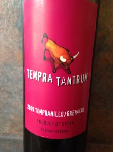 Tempra Tantrum Tempranillo Grenache 2009