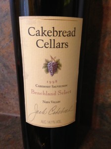 Cakebread Cellars Cabernet Sauvignon Benchland Select Napa Valley 1998